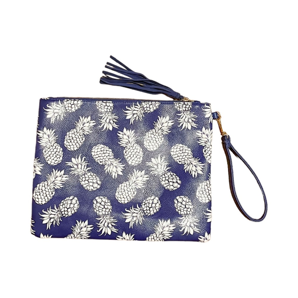 3AM Forever Pineapple Oversized Tassel Wristlet, Navy